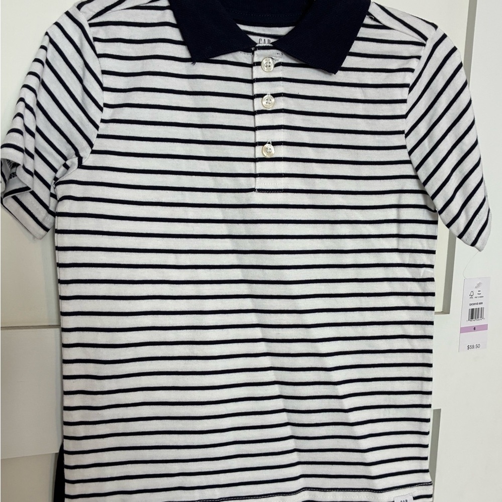 GAP Boys Navy & White Striped Polo Set